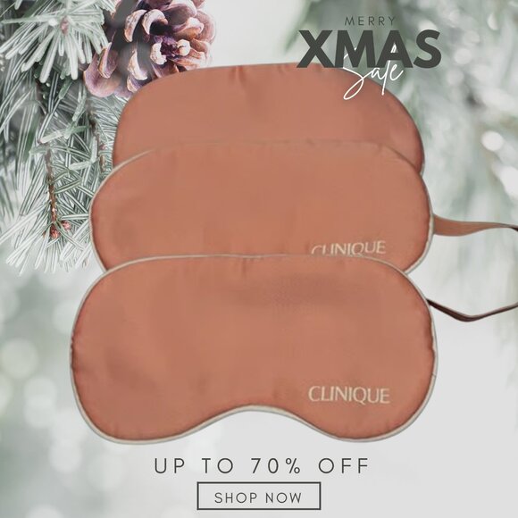 3 x Clinique Plush Pink Stain White Trim Eye Mask Sleep Eyemask Silky - Picture 1 of 3